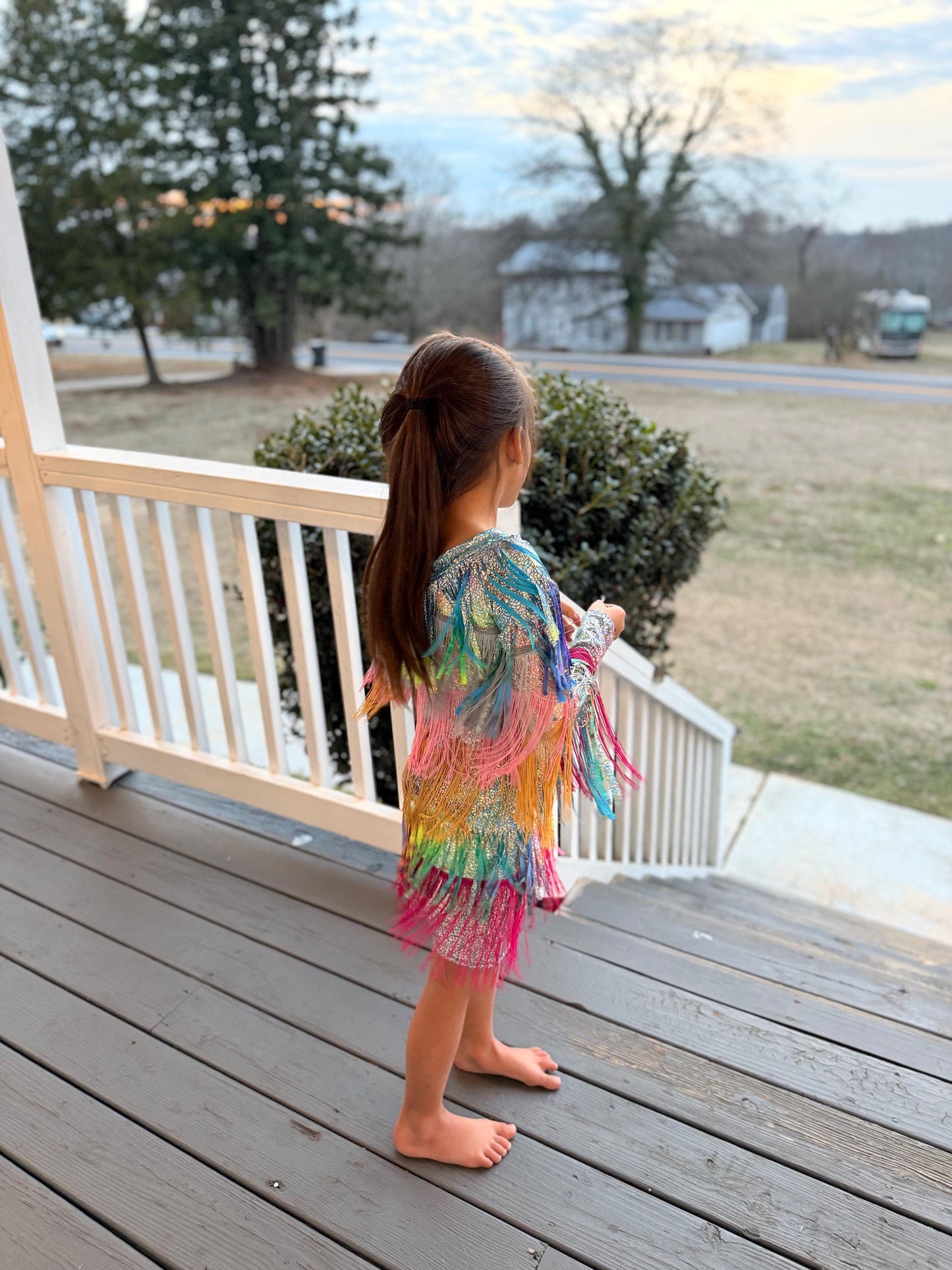Starlit Shimmer Holographic Fringe Dress-Available in a Wide Range of Sizes|Concert Outfit|PageantWear|Rodeo Fashion|Birthday Outfit|Costume