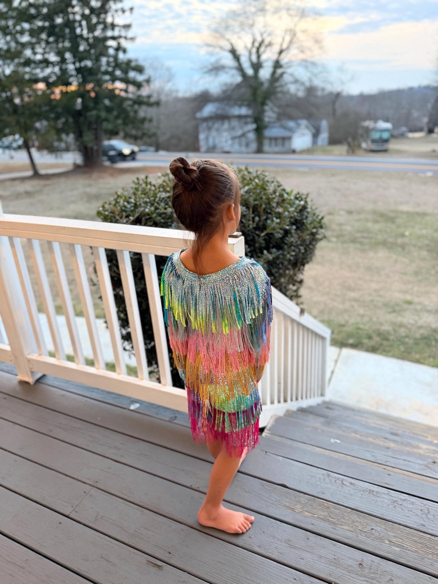 Starlit Shimmer Holographic Fringe Dress-Available in a Wide Range of Sizes|Concert Outfit|PageantWear|Rodeo Fashion|Birthday Outfit|Costume