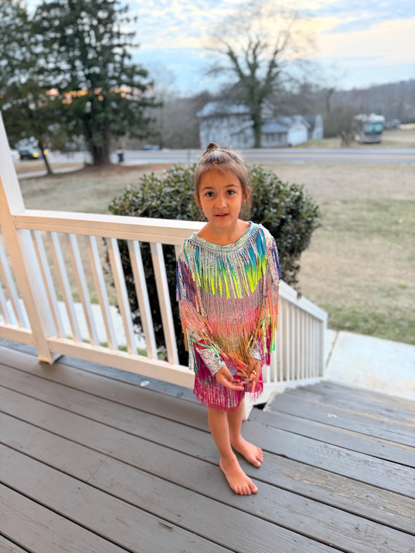 Starlit Shimmer Holographic Fringe Dress-Available in a Wide Range of Sizes|Concert Outfit|PageantWear|Rodeo Fashion|Birthday Outfit|Costume