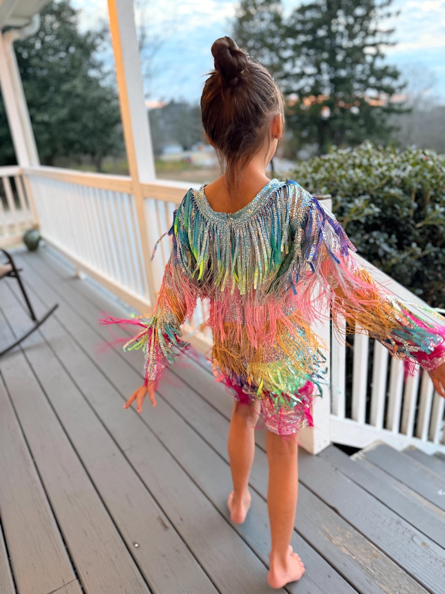 Starlit Shimmer Holographic Fringe Dress-Available in a Wide Range of Sizes|Concert Outfit|PageantWear|Rodeo Fashion|Birthday Outfit|Costume