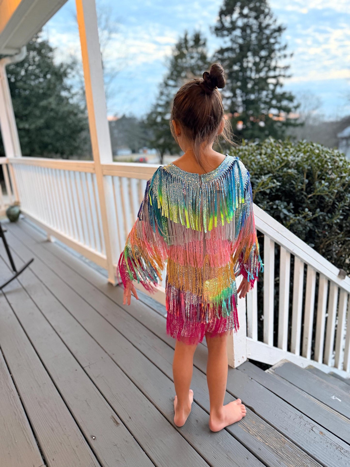 Starlit Shimmer Holographic Fringe Dress-Available in a Wide Range of Sizes|Concert Outfit|PageantWear|Rodeo Fashion|Birthday Outfit|Costume