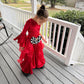 Pole Position Princess Velvet Jumpsuit  Red Racing Pageant Outfit with Bell Bottoms & Organza Train | Girls Holiday Pageant Costume
