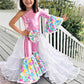 2.0 Easter Elegance Kids Jumpsuit with Detachable Train Skirt, Custom Sizes 0-20, Optional Hair Bow, Spring Pageant Outfit Wholesome Goods C
