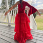 Pole Position Princess Velvet Jumpsuit  Red Racing Pageant Outfit with Bell Bottoms & Organza Train | Girls Holiday Pageant Costume