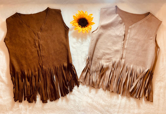 Jannis Fringe Faux Suede Vest| Baby Suede Vest| Kids Suede Vest| Teen Vest |Fringe Vest| Hippie Vest