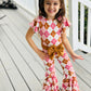 Easter/Spring Jumpsuit+Bow Belt|Flare Bell Jumpsuit|One Shoulder Jumpsuit|Girl birthday outfit|Easter Outfit|Spring/Summer Wholesome GoodsCo