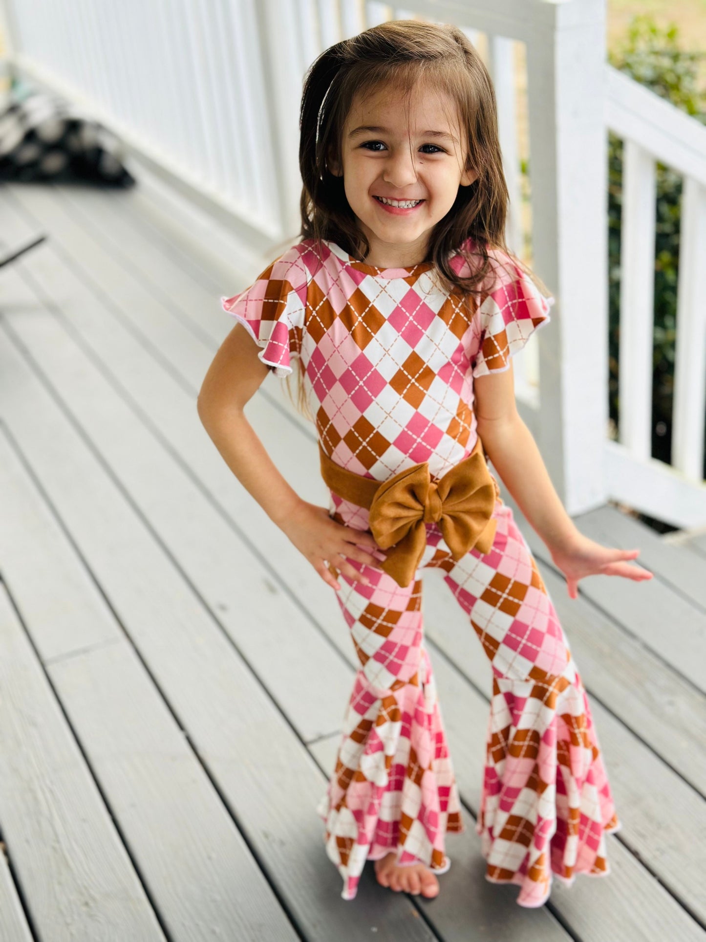 Easter/Spring Jumpsuit+Bow Belt|Flare Bell Jumpsuit|One Shoulder Jumpsuit|Girl birthday outfit|Easter Outfit|Spring/Summer Wholesome GoodsCo