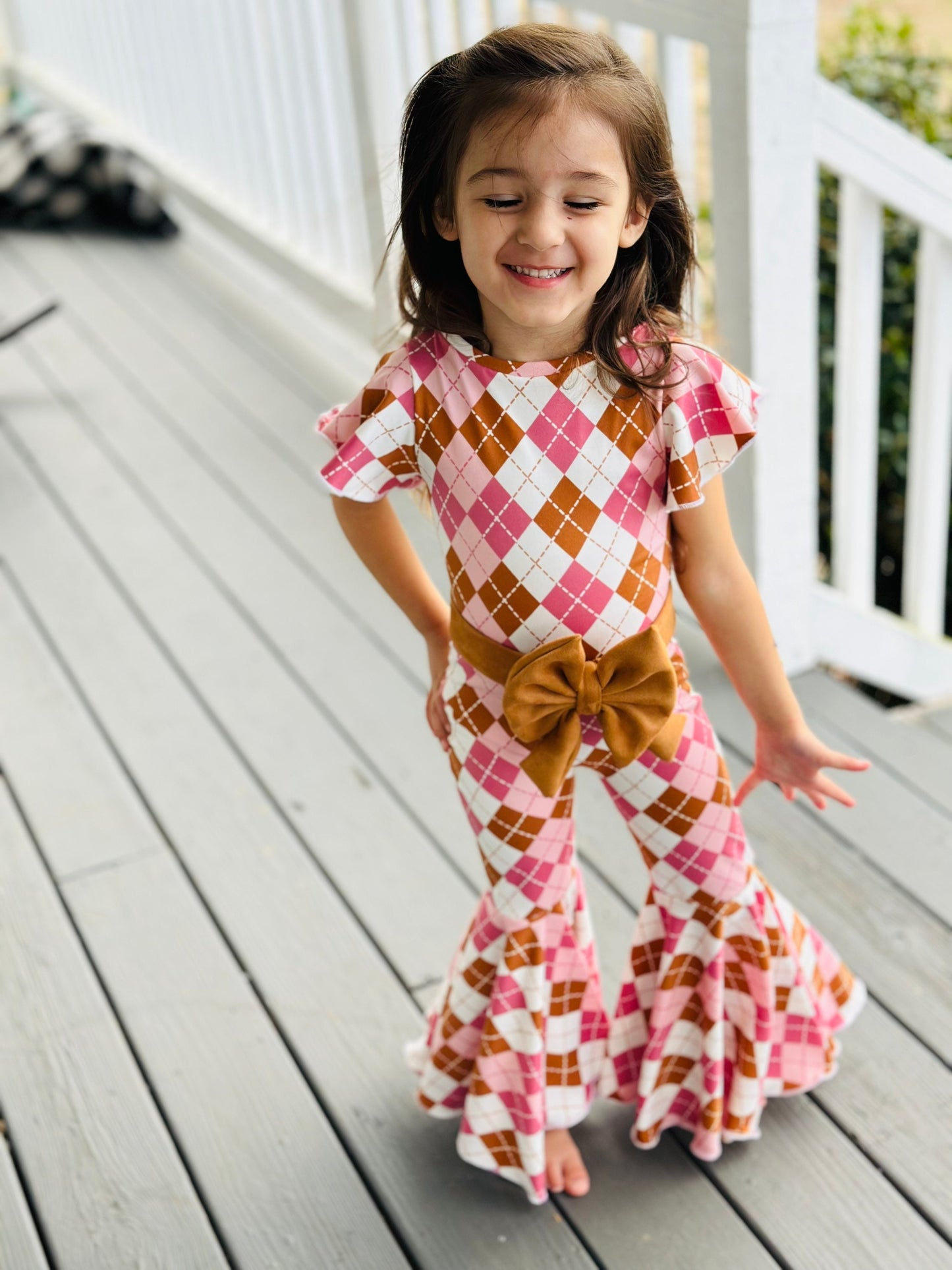 Easter/Spring Jumpsuit+Bow Belt|Flare Bell Jumpsuit|One Shoulder Jumpsuit|Girl birthday outfit|Easter Outfit|Spring/Summer Wholesome GoodsCo