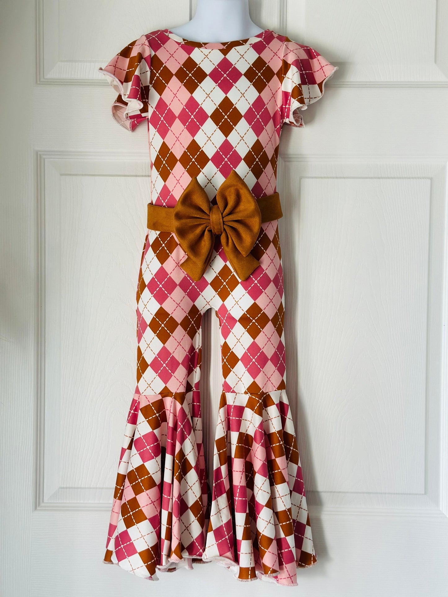 Easter/Spring Jumpsuit+Bow Belt|Flare Bell Jumpsuit|One Shoulder Jumpsuit|Girl birthday outfit|Easter Outfit|Spring/Summer Wholesome GoodsCo
