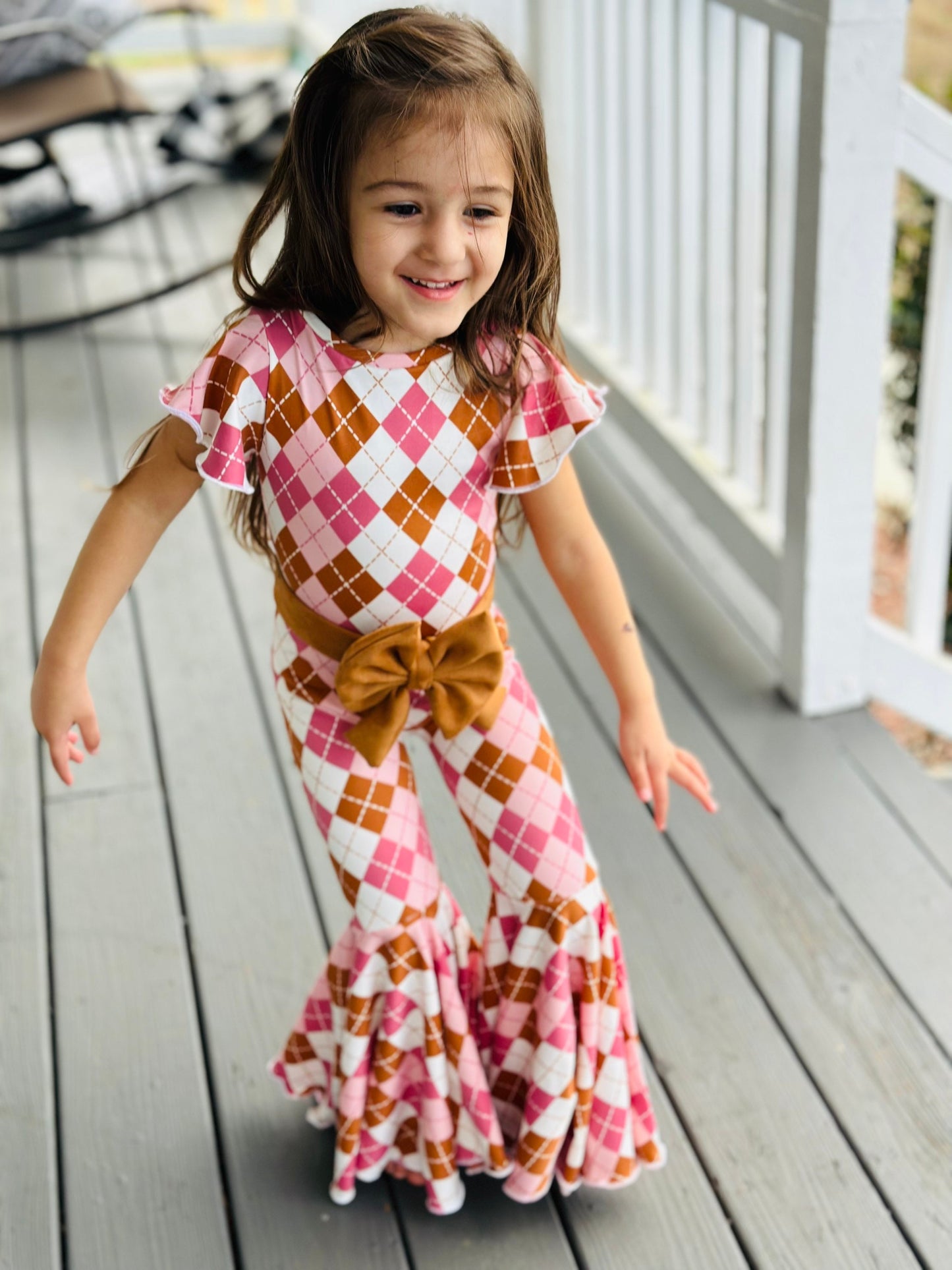 Easter/Spring Jumpsuit+Bow Belt|Flare Bell Jumpsuit|One Shoulder Jumpsuit|Girl birthday outfit|Easter Outfit|Spring/Summer Wholesome GoodsCo