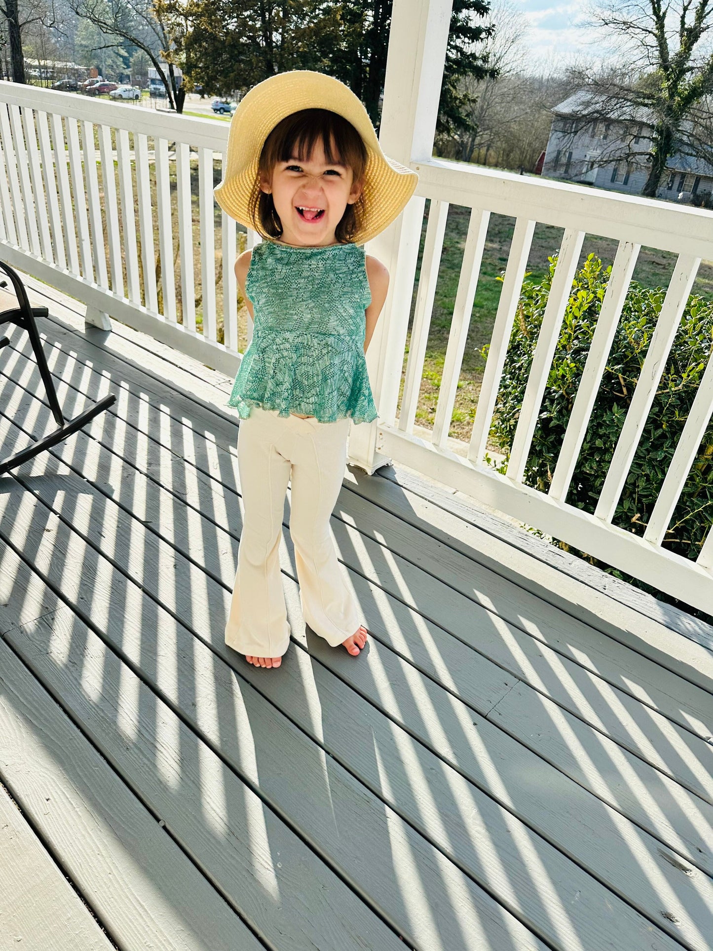 Ivory Corduroy, Lace Peplum Top|Girls Spring/Summer Outfits|Girls Flare Bell Bottoms|Wholesome Goods Co